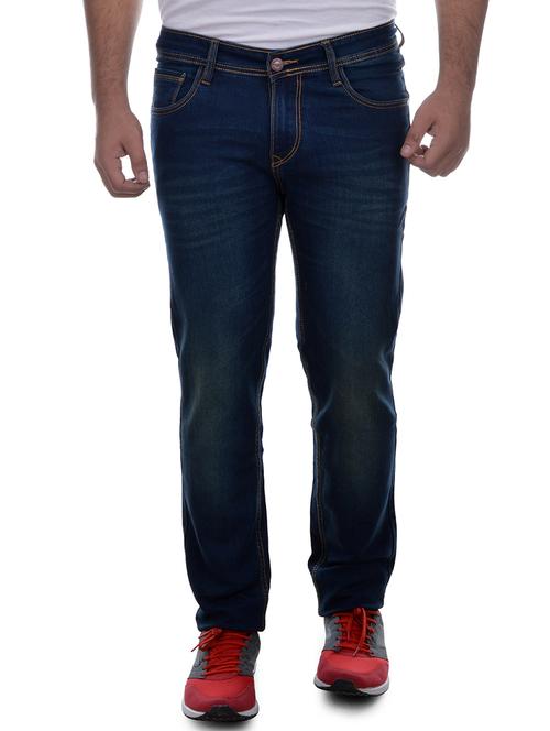navy blue cotton washed jeans - 11603796 - Very Small Image - 1
