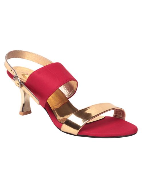 red and gold colour block faux leather sandal - 11605115 - Very Small Image - 1