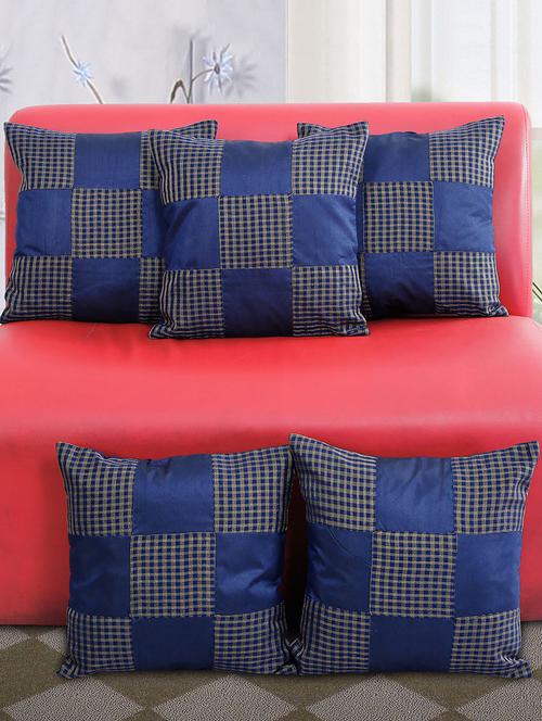 set of 5 checks fun cushion cover - 11605407 - Very Small Image - 1