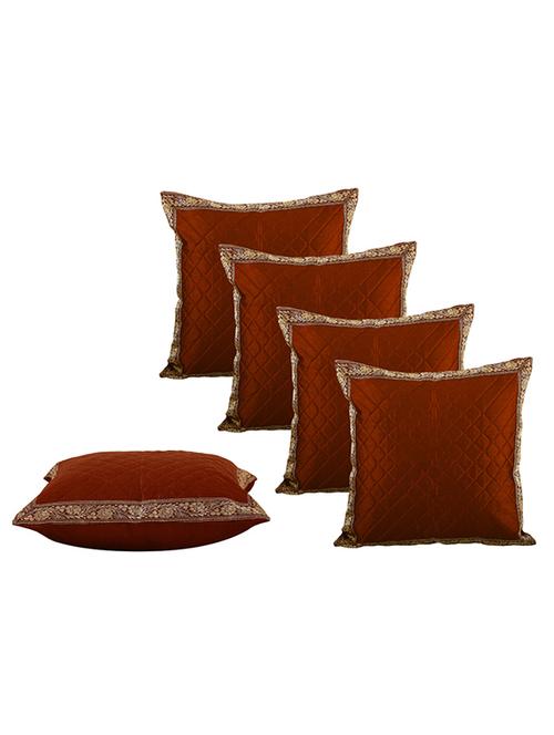 set of 5 ethnic checks quilted cushion cover - 11605430 - Very Small Image - 1