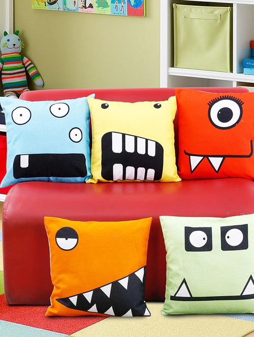 set of 5 fun club kidz funky faces cushion collection - 11605476 - Very Small Image - 1