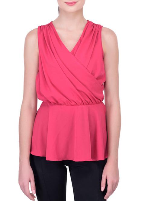 solid pink crepe top - 11606113 - Very Small Image - 1