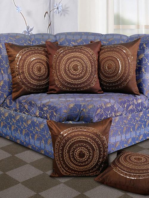 set of 5 circular emboidery cushion cover - 11607944 - Very Small Image - 1