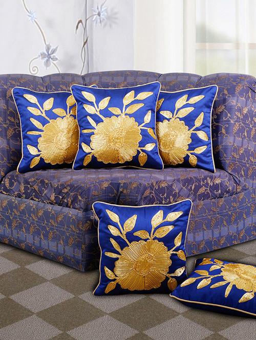 set of 5 floral embroidery cushion cover - 11607971 - Very Small Image - 1