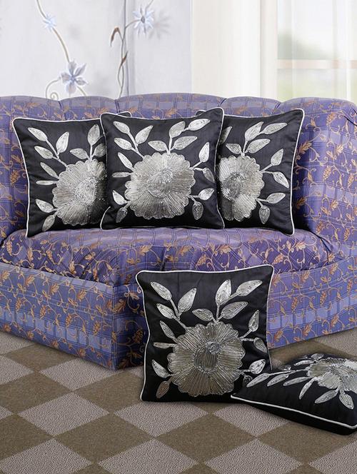 set of 5 floral embroidery cushion cover - 11607972 - Very Small Image - 1