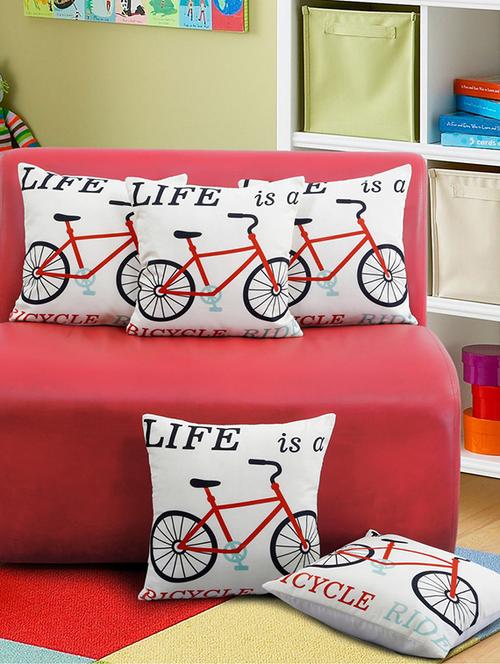 set of 5 fun club life is a bicycle cushion cover - 11607974 - Very Small Image - 1