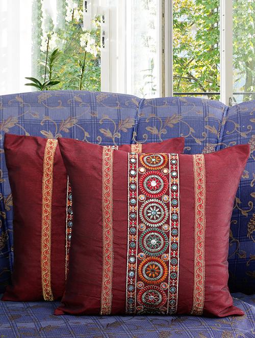 set of 2 ethnic circular cushion cover - 11608144 - Very Small Image - 1