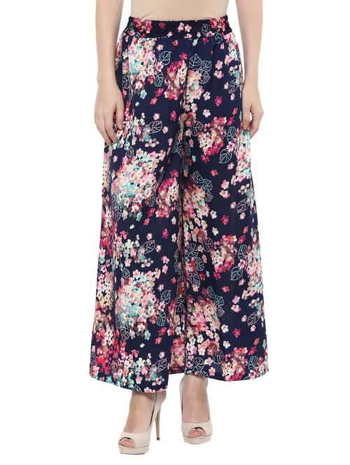multi colored crepe palazzos - 11609800 - Very Small Image - 1