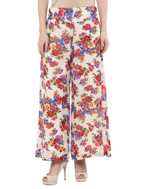 multi colored georgette palazzos - 11609804 - Very Small Image - 1