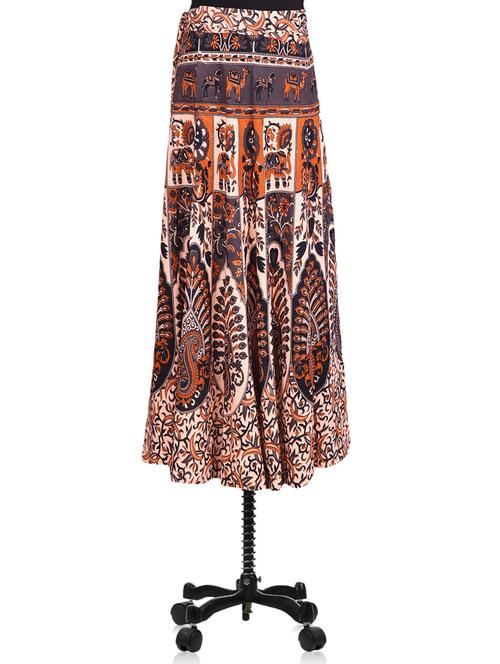 bagru printed wrap flared skirt - 1161045 - Very Small Image - 1