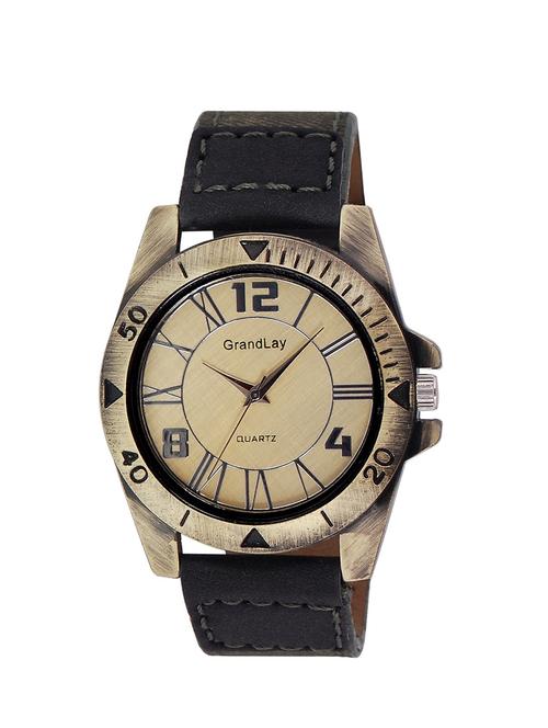 black leather analog watch - 11613146 - Very Small Image - 1
