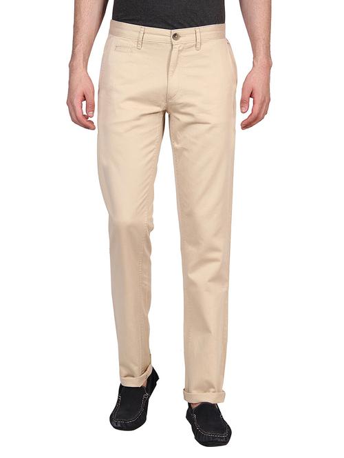 solid beige cotton trousers - 11614702 - Very Small Image - 1