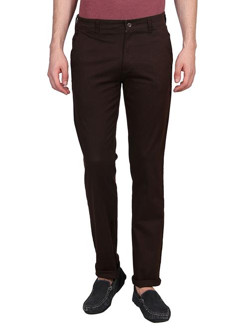 solid brown cotton trousers - 11614714 - Very Small Image - 1