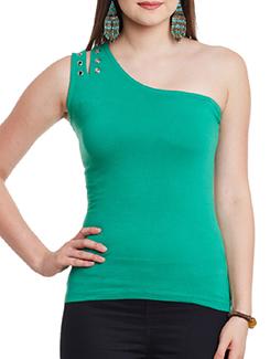 embellished single shoulder top - 11615647 - Very Small Image - 1