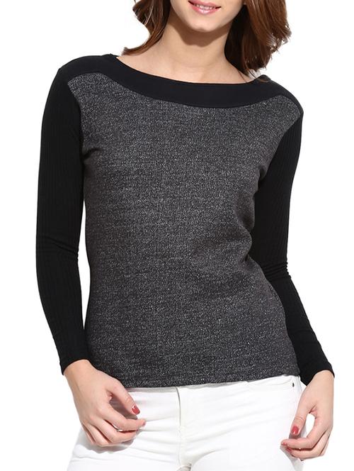 women's color block boat neck t-shirt - 11616188 - Very Small Image - 1