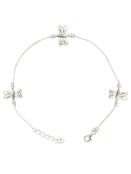 lecalla butterfly charm sterling silver anklet - 11623531 - Very Small Image - 1