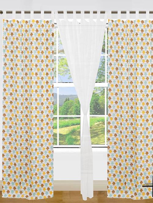 set of 3 owl printed cotton loop curtain - 11625275 - Very Small Image - 1