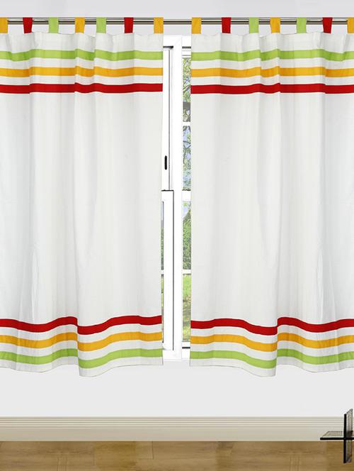 set of 2 cotton multi stripe curtain - 11625290 - Very Small Image - 1