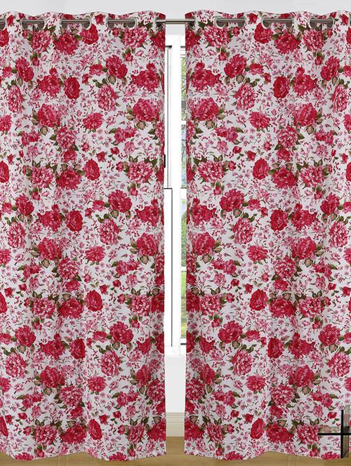 set of 2 cotton floral printed curtain - 11625311 - Very Small Image - 1