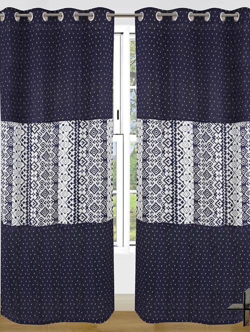 set of 2 cotton stripe printed curtain - 11625329 - Very Small Image - 1