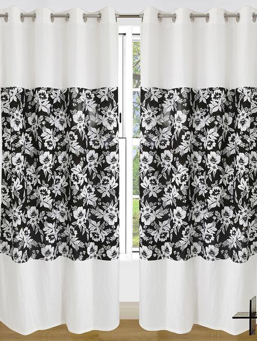 set of 2 cotton floral printed curtain - 11625330 - Very Small Image - 1