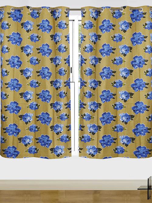 set of 2 cotton floral printed curtain - 11625334 - Very Small Image - 1