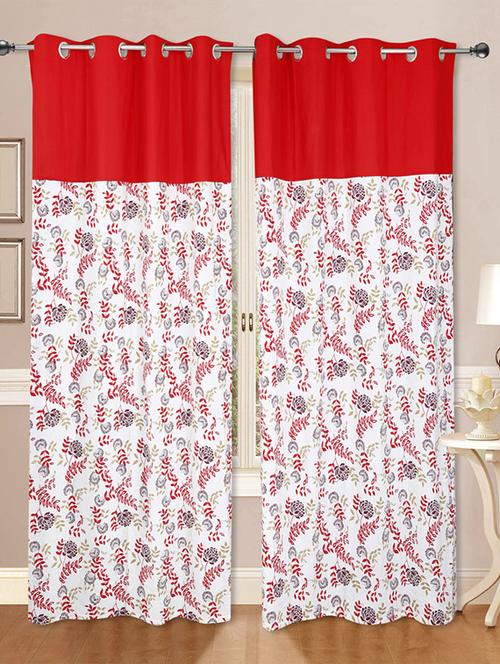 set of 2 cotton floral printed curtain - 11625338 - Very Small Image - 1