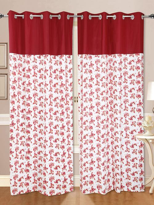 set of 2 cotton floral printed curtain - 11625340 - Very Small Image - 1