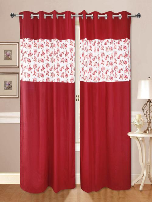 set of 2 cotton floral printed curtain - 11625341 - Very Small Image - 1