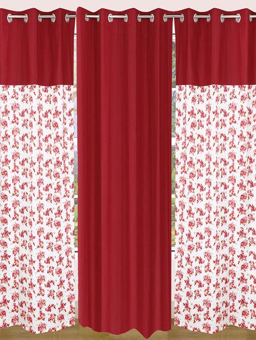 set of 3 cotton floral printed curtain - 11625353 - Very Small Image - 1
