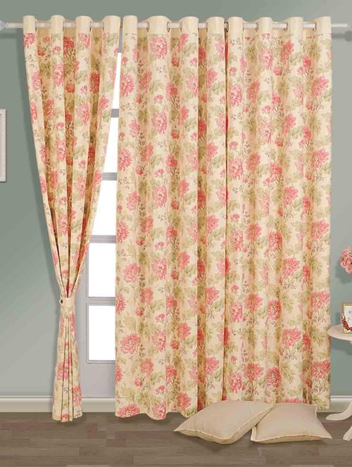 white printed cotton curtain - 11625489 - Very Small Image - 1