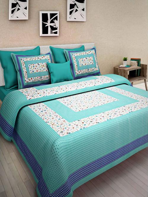 divy fusion fashion multicolored rajasthani printed double bedsheet with 2 matching pillow cover - 11630464 - Very Small Image - 1