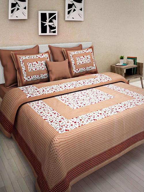 divy fusion fashion multicolored rajasthani printed double bedsheet with 2 matching pillow cover - 11630465 - Very Small Image - 1