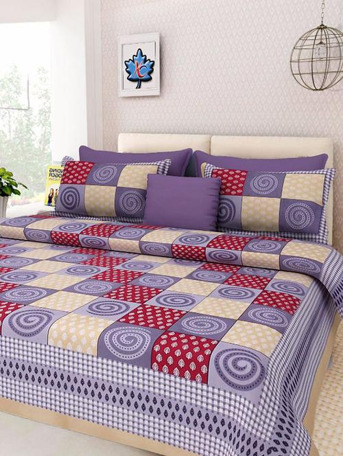divy fusion fashion multicolored rajasthani printed double bedsheet with 2 matching pillow cover - 11630516 - Very Small Image - 1