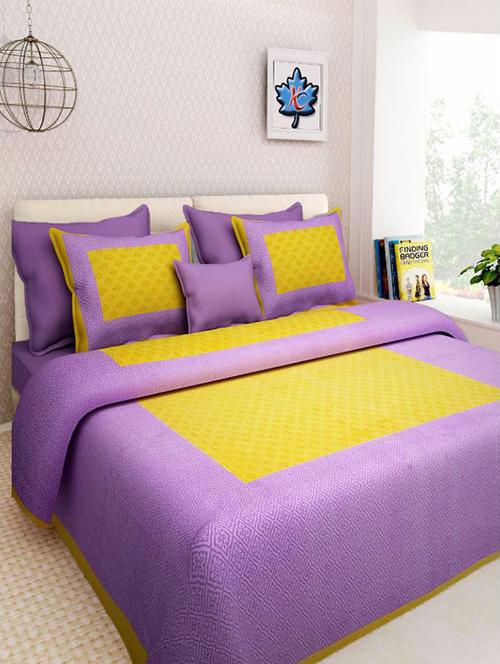 divy fusion fashion multicolored rajasthani printed double bedsheet with 2 matching pillow cover - 11630519 - Very Small Image - 1