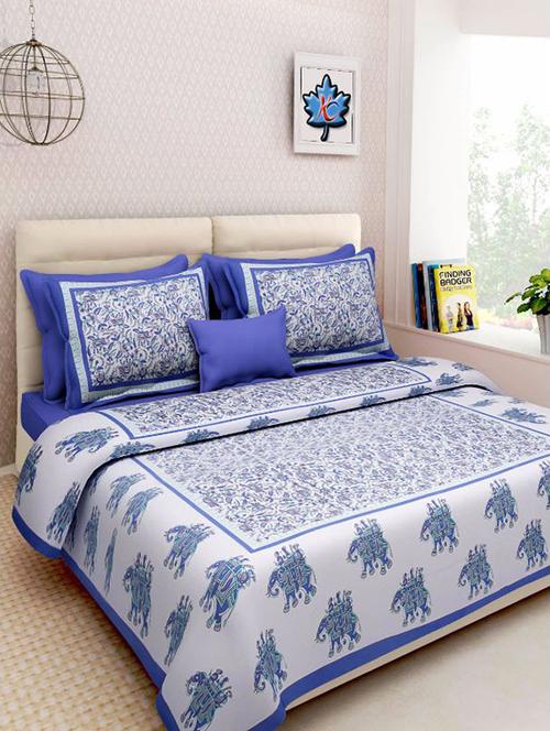 divy fusion fashion multicolored rajasthani printed double bedsheet with 2 matching pillow cover - 11630537 - Very Small Image - 1