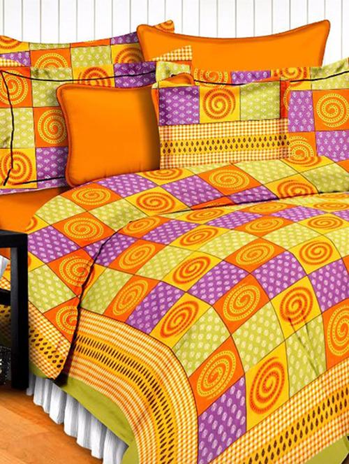divy fusion fashion multicolored rajasthani printed double bedsheet with 2 matching pillow cover - 11630565 - Very Small Image - 1