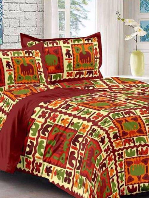divy fusion fashion multicolored rajasthani printed double bedsheet with 2 matching pillow cover - 11630621 - Very Small Image - 1