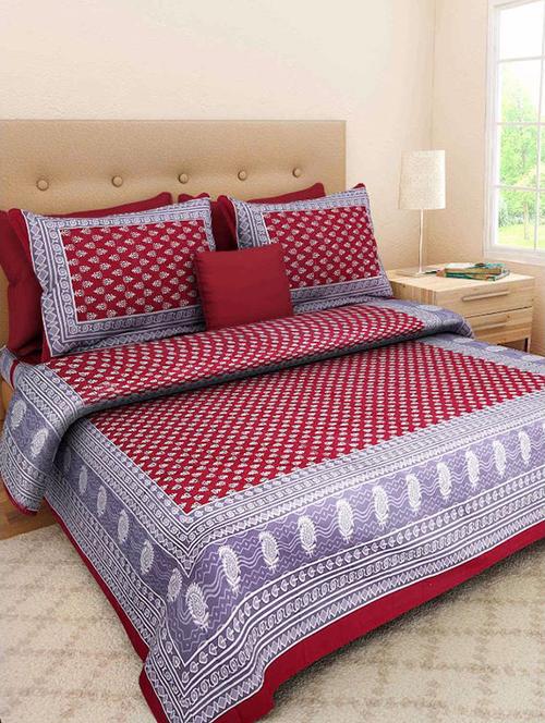 divy fusion fashion multicolored rajasthani printed double bedsheet with 2 matching pillow cover - 11630652 - Very Small Image - 1