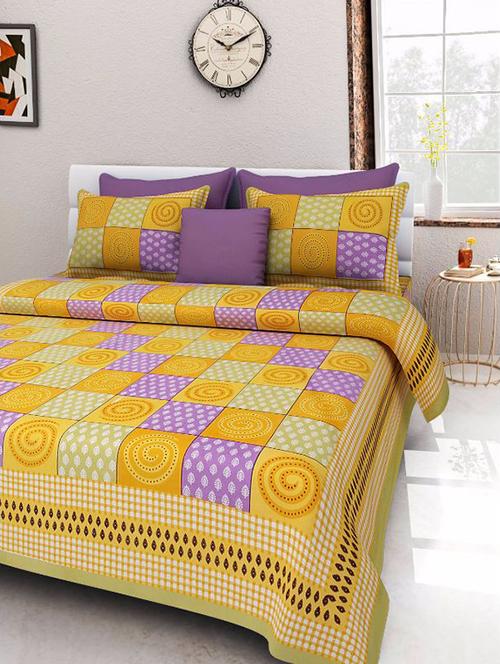 divy fusion fashion multicolored rajasthani printed double bedsheet with 2 matching pillow cover - 11630654 - Very Small Image - 1