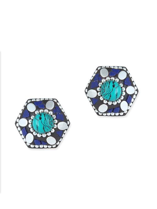 blue brass studs earrings - 11632124 - Very Small Image - 1