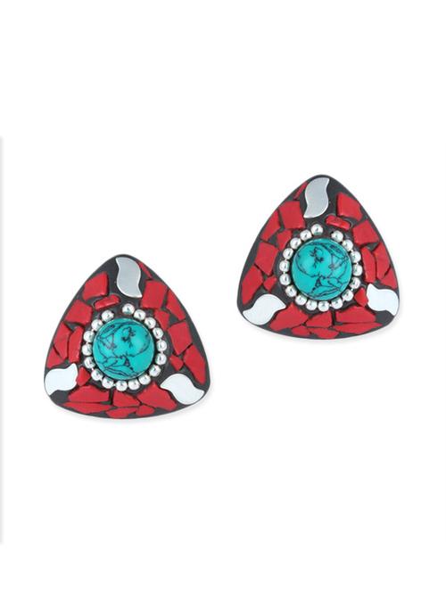 red brass studs earrings - 11632128 - Very Small Image - 1