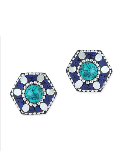 blue brass studs earrings - 11632143 - Very Small Image - 1