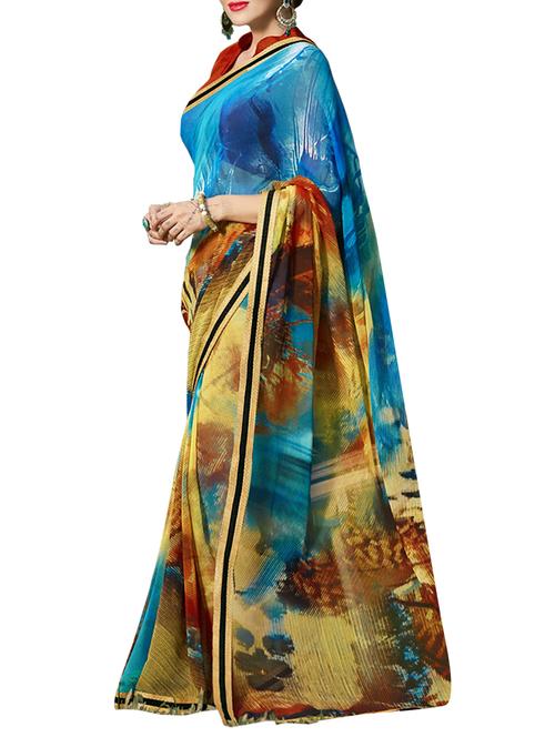 multi colored georgette printed saree - 11632505 - Very Small Image - 1