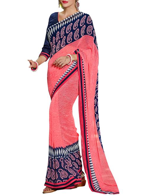 pink georgette printed saree - 11632509 - Very Small Image - 1