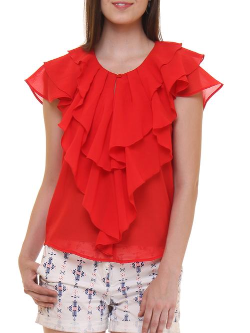 key hole front ruffled top - 11632844 - Very Small Image - 1