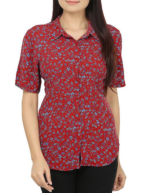 red polyester printed shirt - 11639595 - Very Small Image - 1