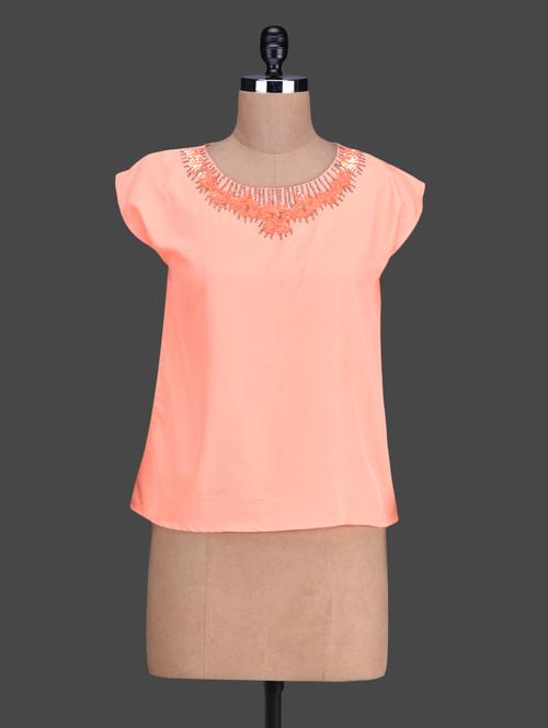 embellished neckline georgette top - 1164537 - Very Small Image - 1