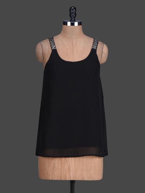 embellished shoulder georgette top - 1164538 - Very Small Image - 1