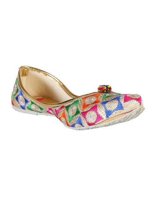 multicolored embroidered faux leather jutis - 11648772 - Very Small Image - 1